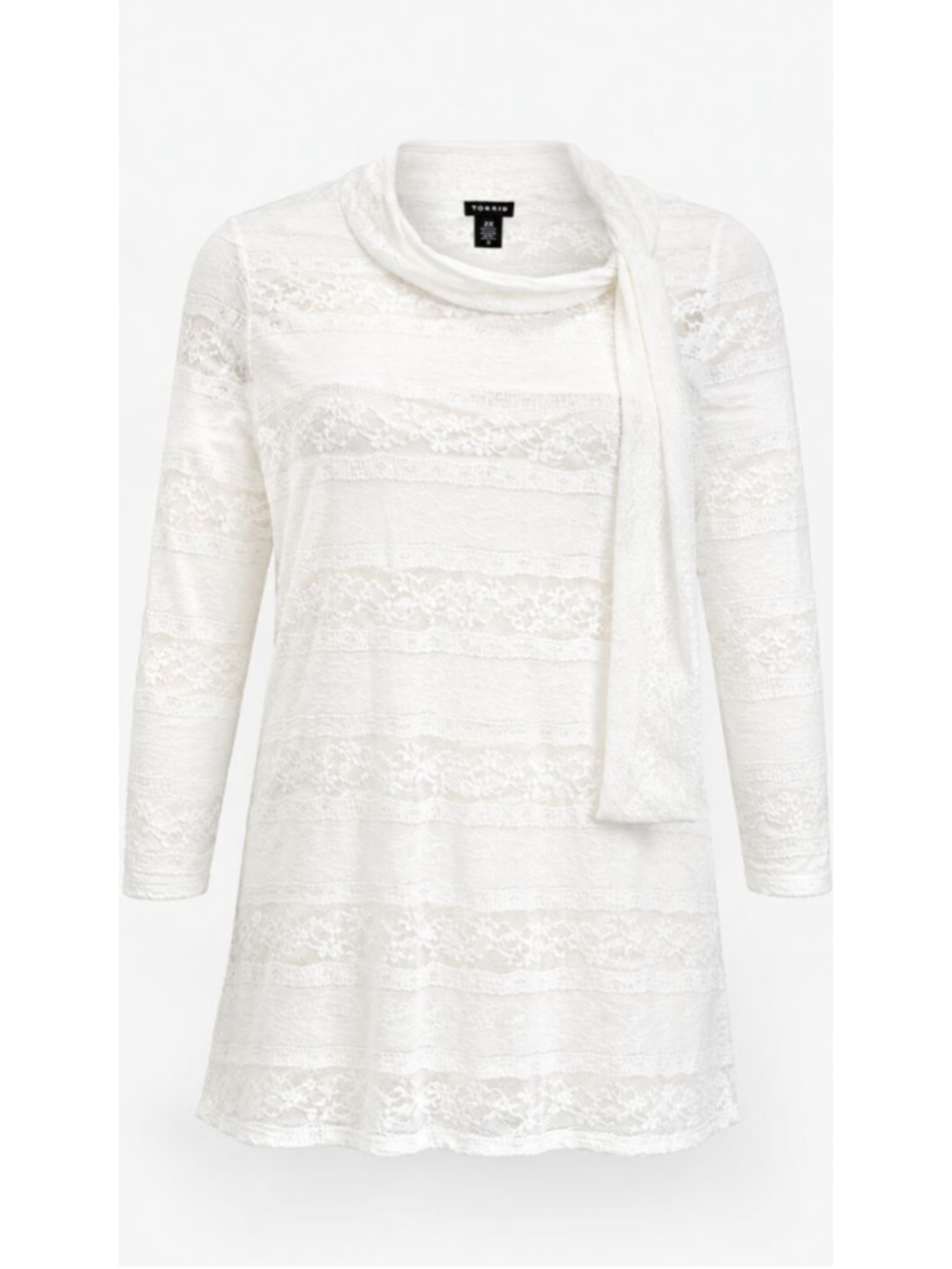 Torrid White Lace Tie Neck Tunic Blouse Top 2X